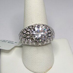 Bella Luce NWT Large Simulated Diamond Ring Rhodium over‎ Sterling Size 9